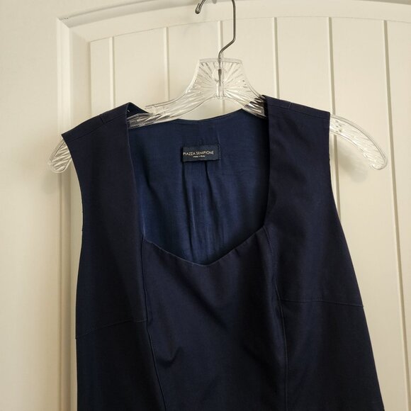 Navy Sheath Dress With V-Neckline by Plaza Sempione APPROX SIZE 8 SEE LISTING - Picture 2 of 14